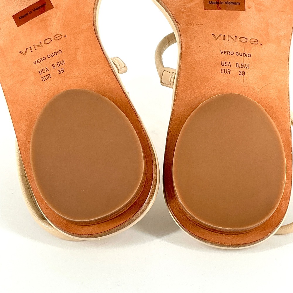 Vince Size 8.5 Beige Leather Strappy Toe Ring Flat Sandals Gold NEW Lucila $275 - Picture 7 of 12